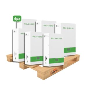 BANCALE INTERO 6 pz  - Batteria GSL LFP 51,2V 10,24 kWh 200 Ah LiFePo4, BMS integrato, Auto Equalizer, Cicli >6500 Garanzia Italia 10 anni CEI021 - IP65