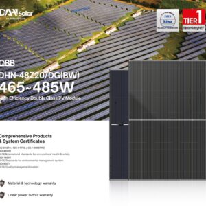 Pannello Solare Fotovoltaico DAH Solar N-type TOPCON 480W Monocristallino Modello Bifacciale, Doppio vetro, DHN-48Z20/DG(BW)
GARANZIA 30 anni efficienza 87,40%
EFFICENZA MODULO:24,02% - immagine 1
